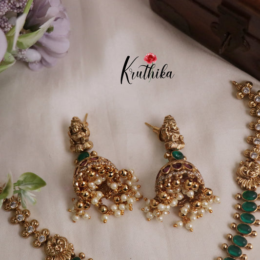 Beautiful AD Victorian Temple Lakshmi Pendant Necklace NC2179