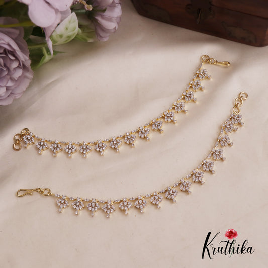 Classic CZ Floral Motifs Earchains EC174