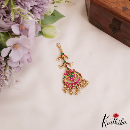 Classic Peacock Motifs Jadau Maang Tikka MT371 (Available In 2 Colors)