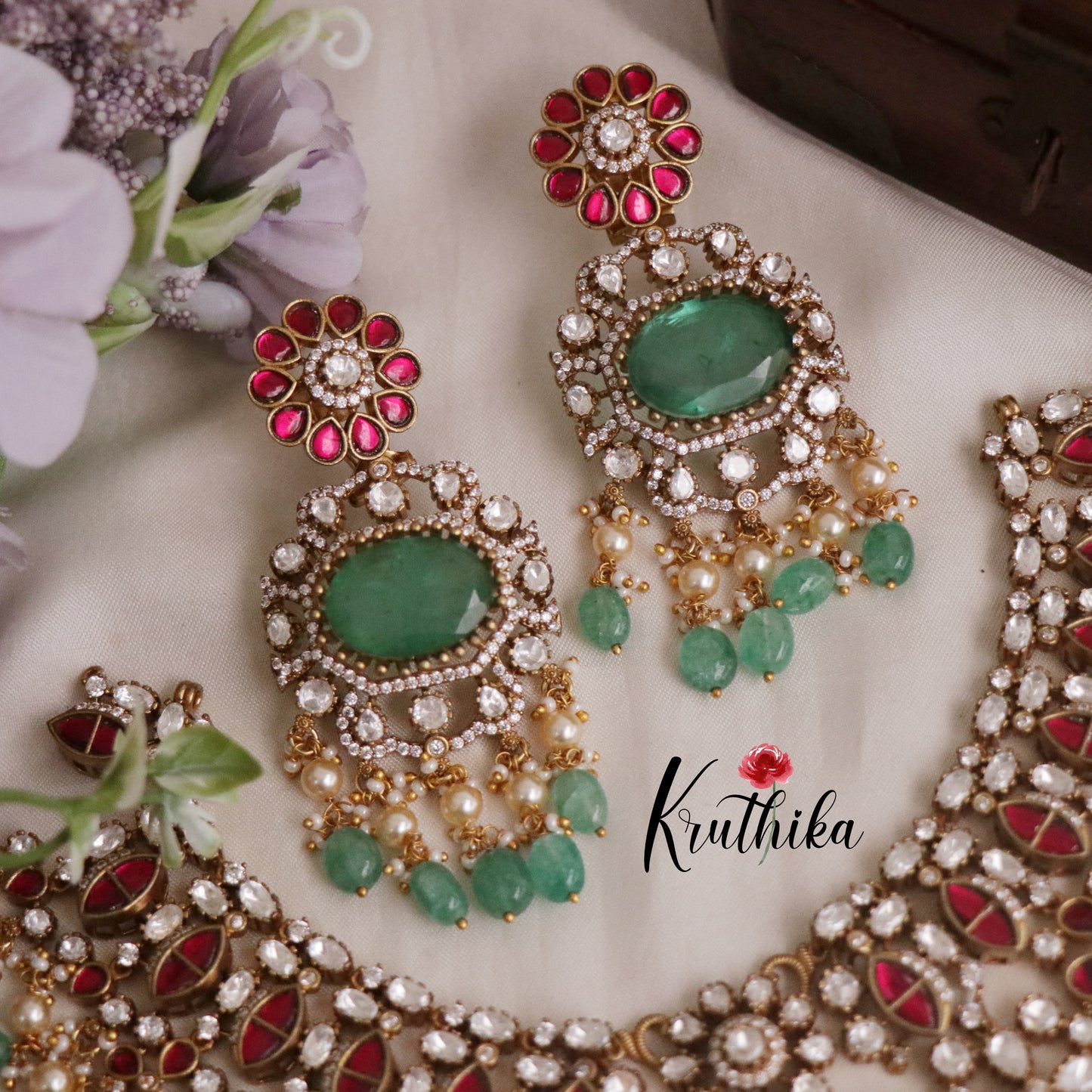 Premium Victorian Moissanite Jadau Necklace NC2175