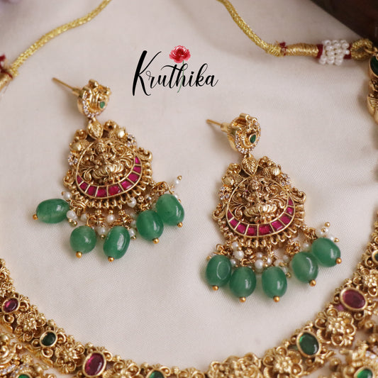 Premium Bridal Three Layer Temple Lakshmi and Peacock Jadau Necklace NC2212 (Available in 2 Colours)