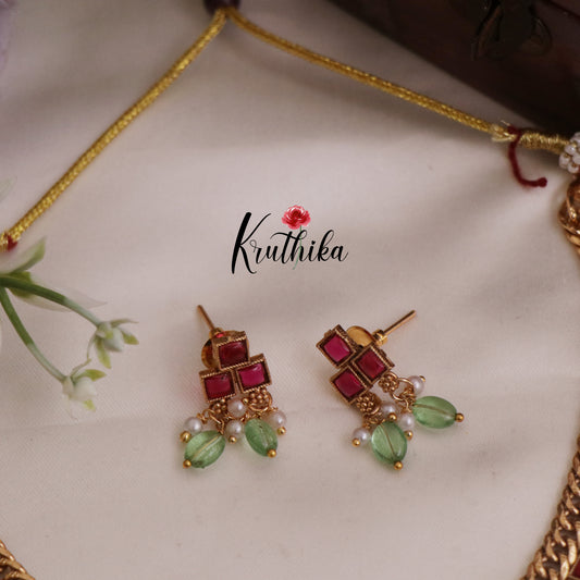 Trendy Jalebi Style Kemp Chocker with Paste Beads Drops NC2322