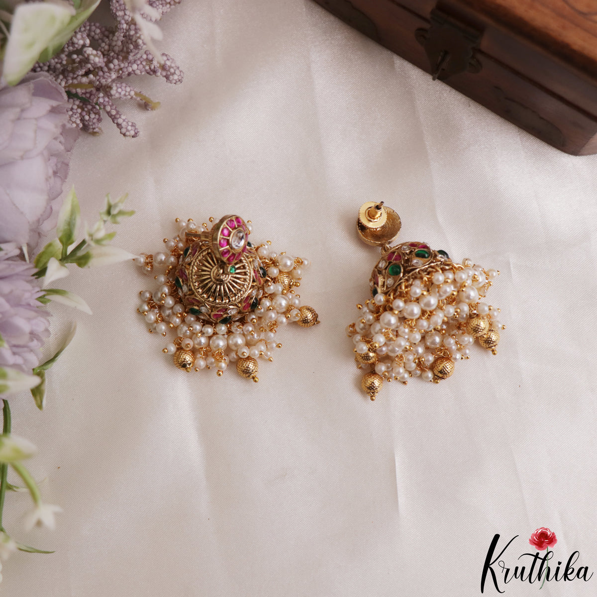 Classic Antique Jadau Peacock Chocker with Bead Drops NC2375 (Available In 2 Colors)