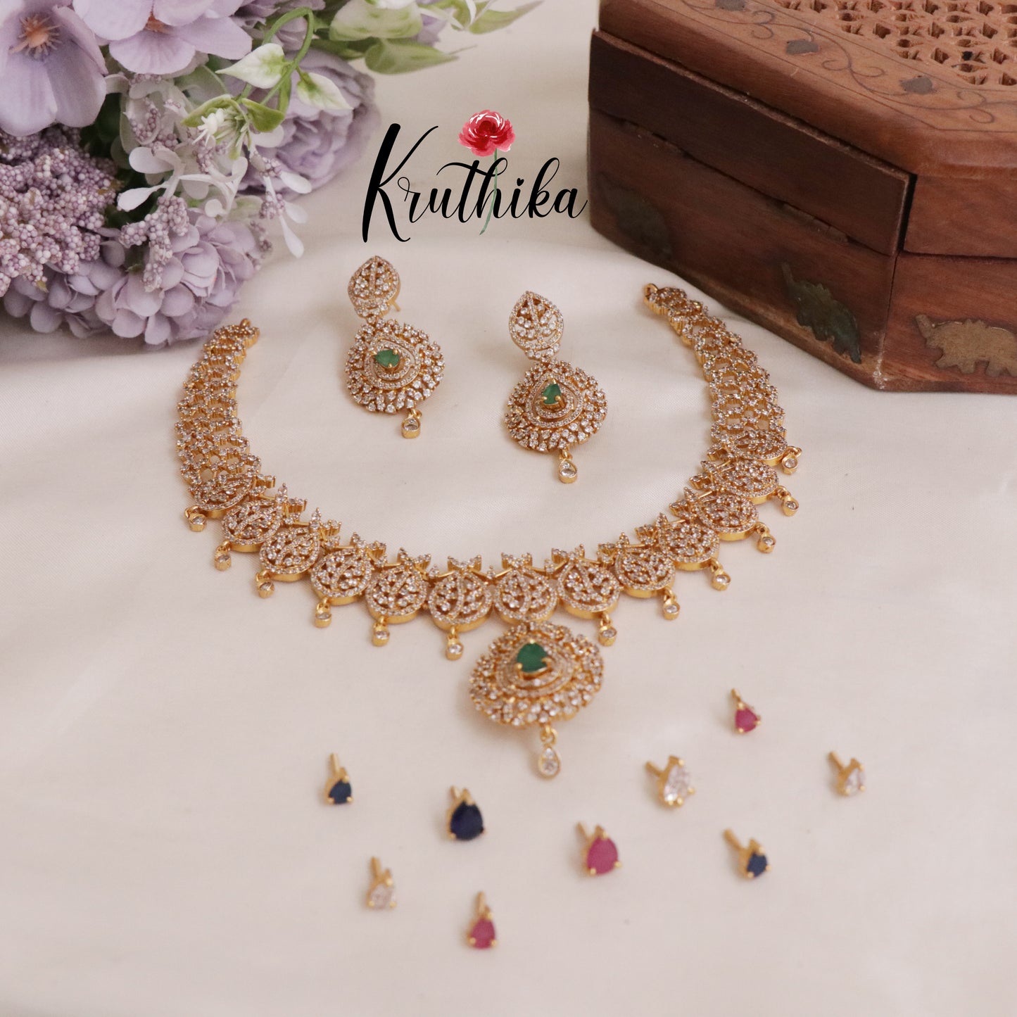 Gorgeous CZ Changeable Stones Necklace NC2061
