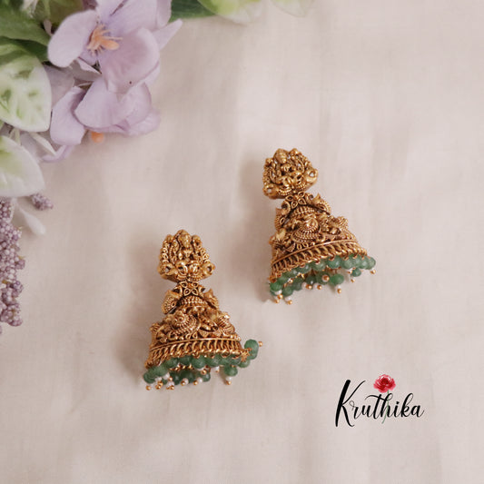 Beautiful Antique Temple Lakshmi Jhumka E645 (Available in 2 Colors)
