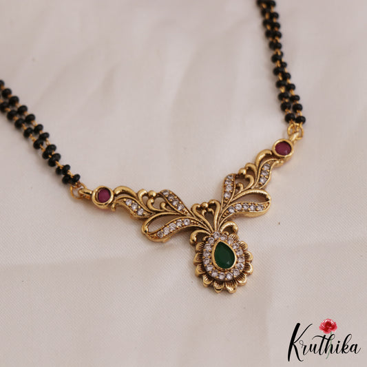 Beautiful CZ Teardrop Motifs Mangalsutra With Earrings Set NC2642