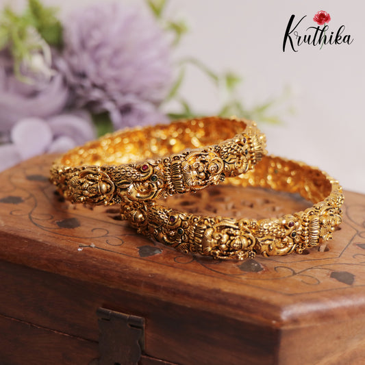 Beautiful Lakshmi Floral Peacock Bangles B346 (Set of 2 Bangles)