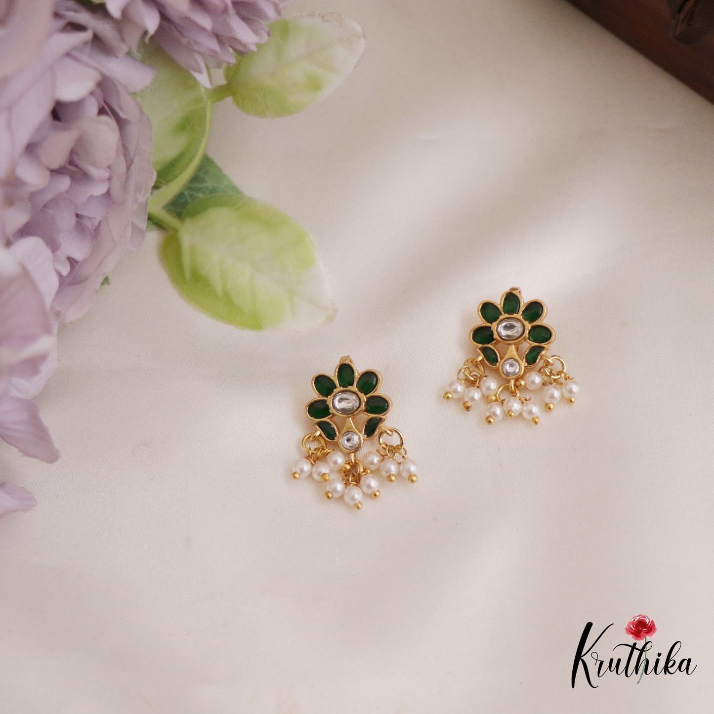 Classic Kemp Floral Motifs Earcuffs | Upper Earrings | Bugadi Earrings E1025 (Available In 4 Colors)