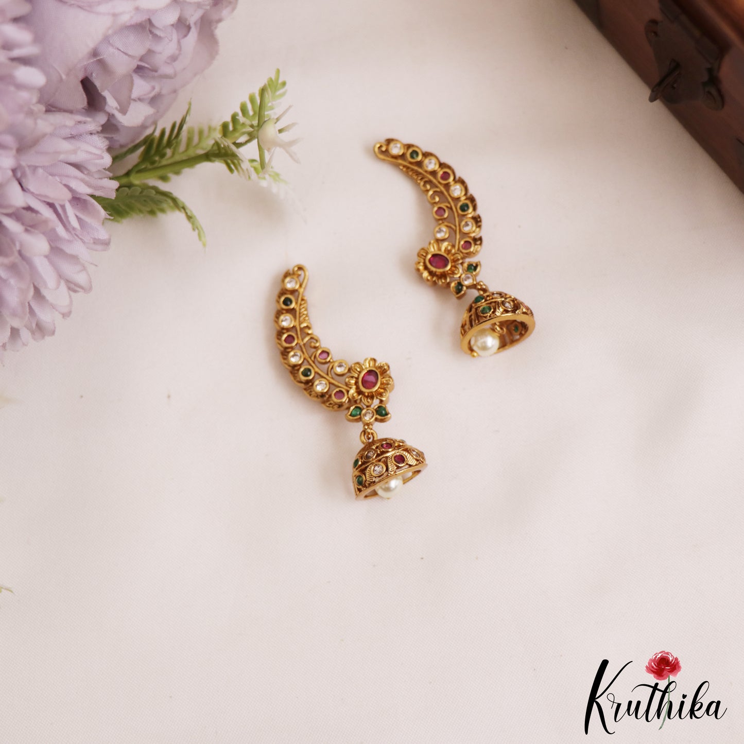 Beautiful Floral Motifs Earcuffs With Jhumka E1044