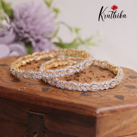 Premium Trendy CZ Sparkling Bangles B342 (Set Of 2 Bangles)