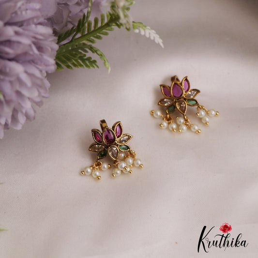 Trendy Kemp Lotus Motifs Earcuffs | Upper Earrings | Bugadi Earrings E942