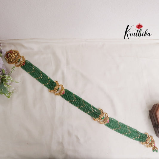 Royal Temple Lakshmi Long Jadau beaded Jada (hair accessory) 28 Inch J189