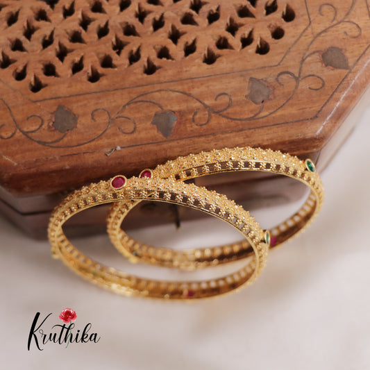 Micro-Plated Antique Gold Daily Wear Bangles B326