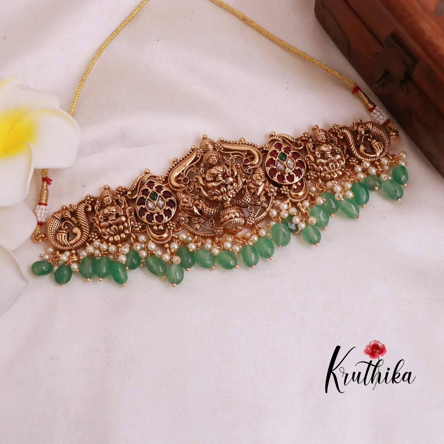 Beautiful Kempu Temple Choker NC1873 (Available in 2 designs)