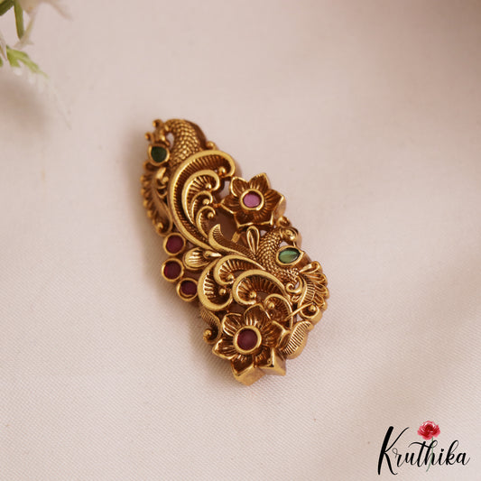 Stunning Antique Floral Peacock Motifs Saree Pin SP57