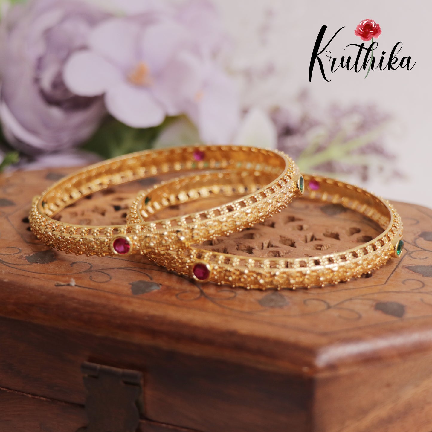 Micro-Plated Antique Gold Daily Wear Bangles B326