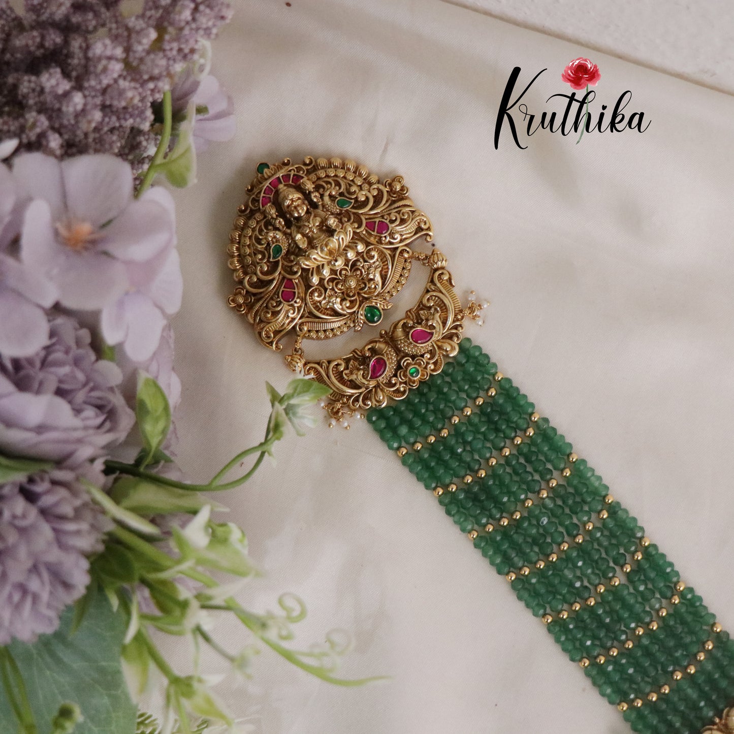 Grand Temple Lakshmi Long Jadau Jada Billa 28 Inch J190