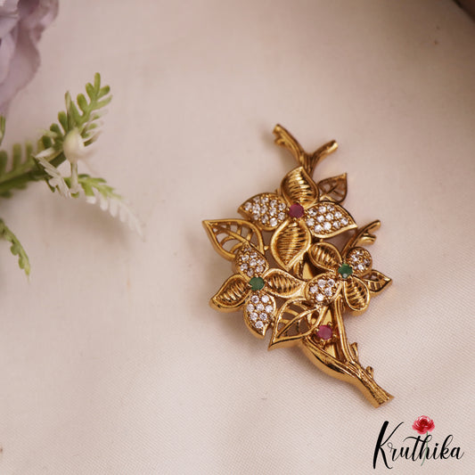 Trendy Antique Floral Motifs Saree Pin SP56