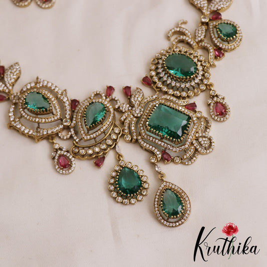 Gorgeous Teardrop Motifs AD Victorian Necklace NC2863