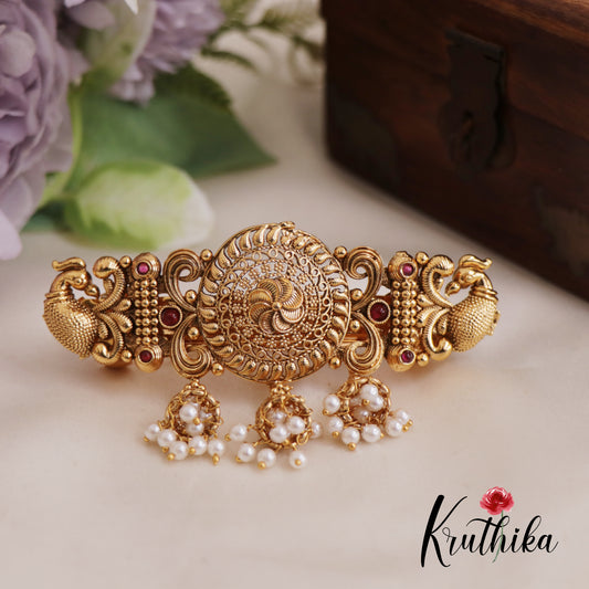 Gorgeous Peacock Floral Motifs Hair Clip With Jhumka Pearl Drops J300 (Available In 2 Colors)