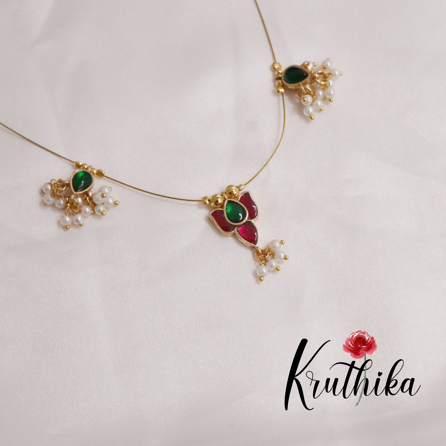 Simple Jadau Pendant Invisible Chain NC2236 (available in 2 Colors)