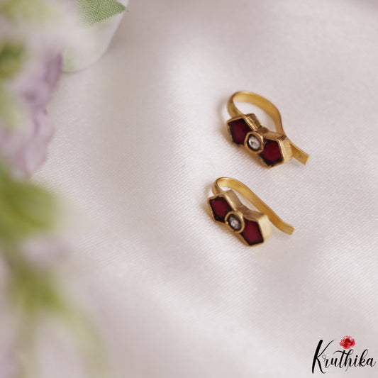 Simple Jadau Earcuffs | Upper Earrings | Bugadi Earrings E1223