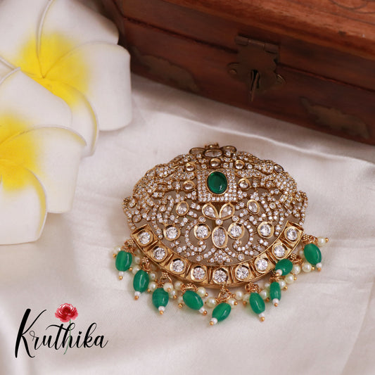 Premium AD/Victorian Elephants Jada Billa with Green Drops J70