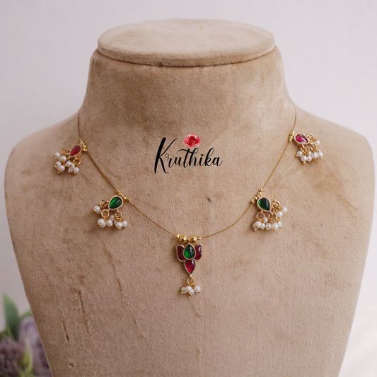 Simple Jadau Pendant Invisible Chain NC2236 (available in 2 Colors)