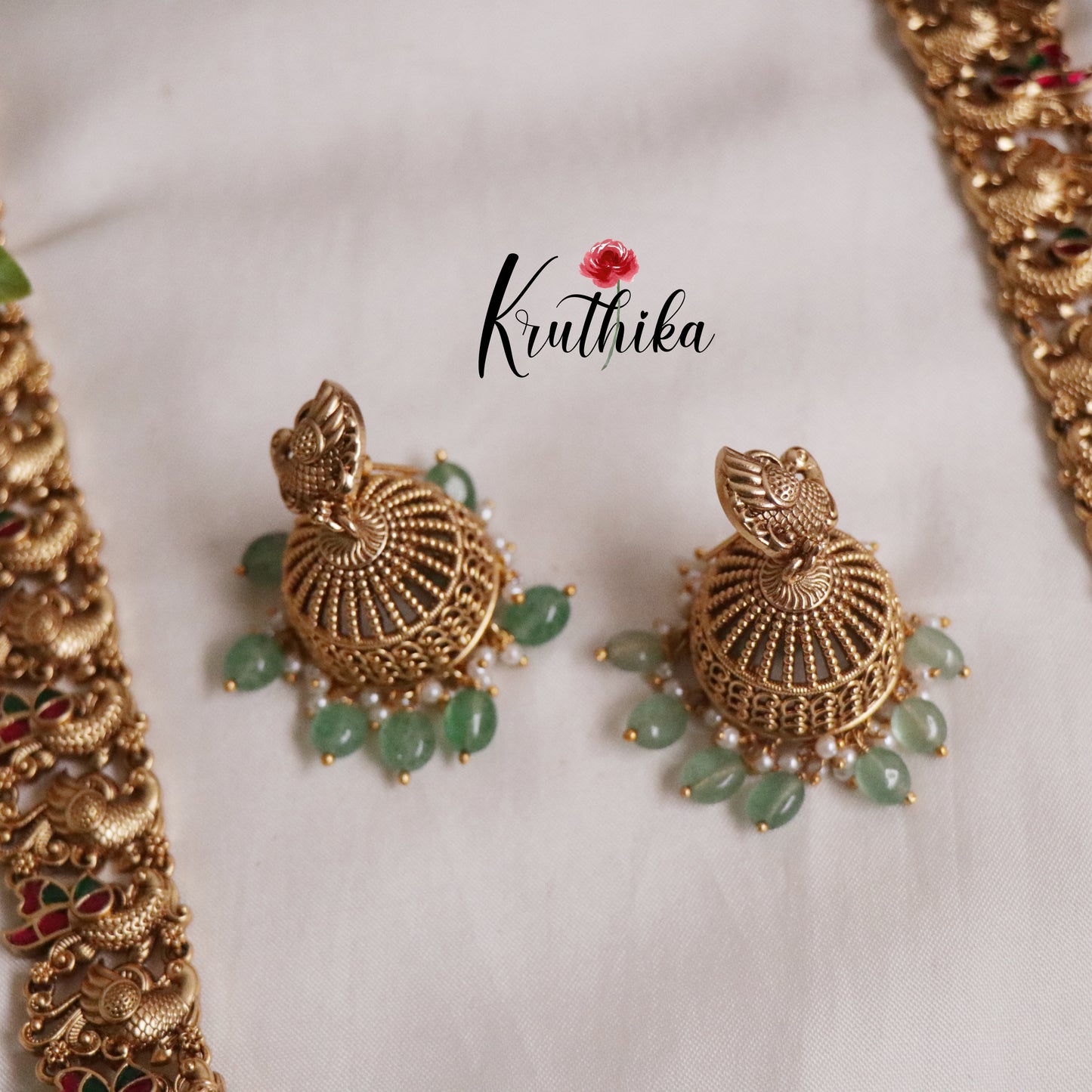 Premium Temple Lakshmi Jadau Haaram with Beads Drops LH1934 (Available in 2 Colours)