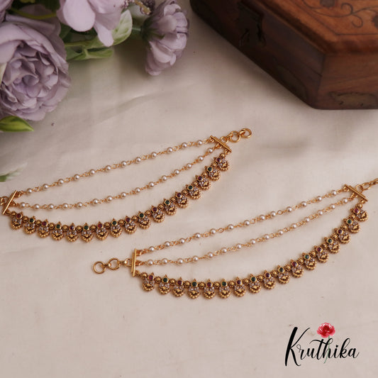 Stunning Kemp Floral Motifs Three Layer Earchains EC185