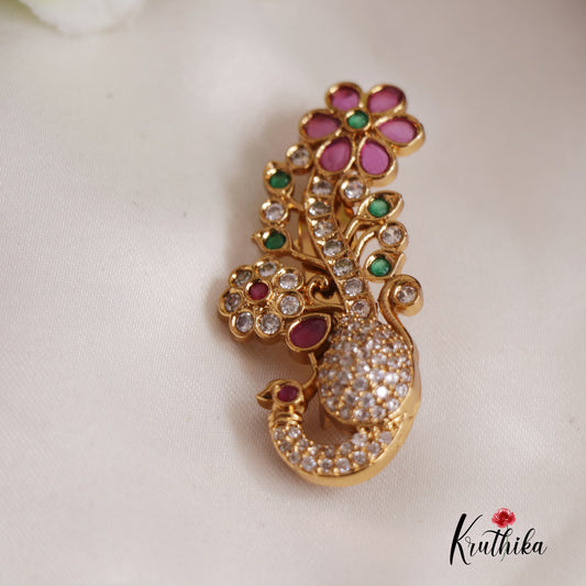 Blossoming Peacock and Floral Saree Pin SP09