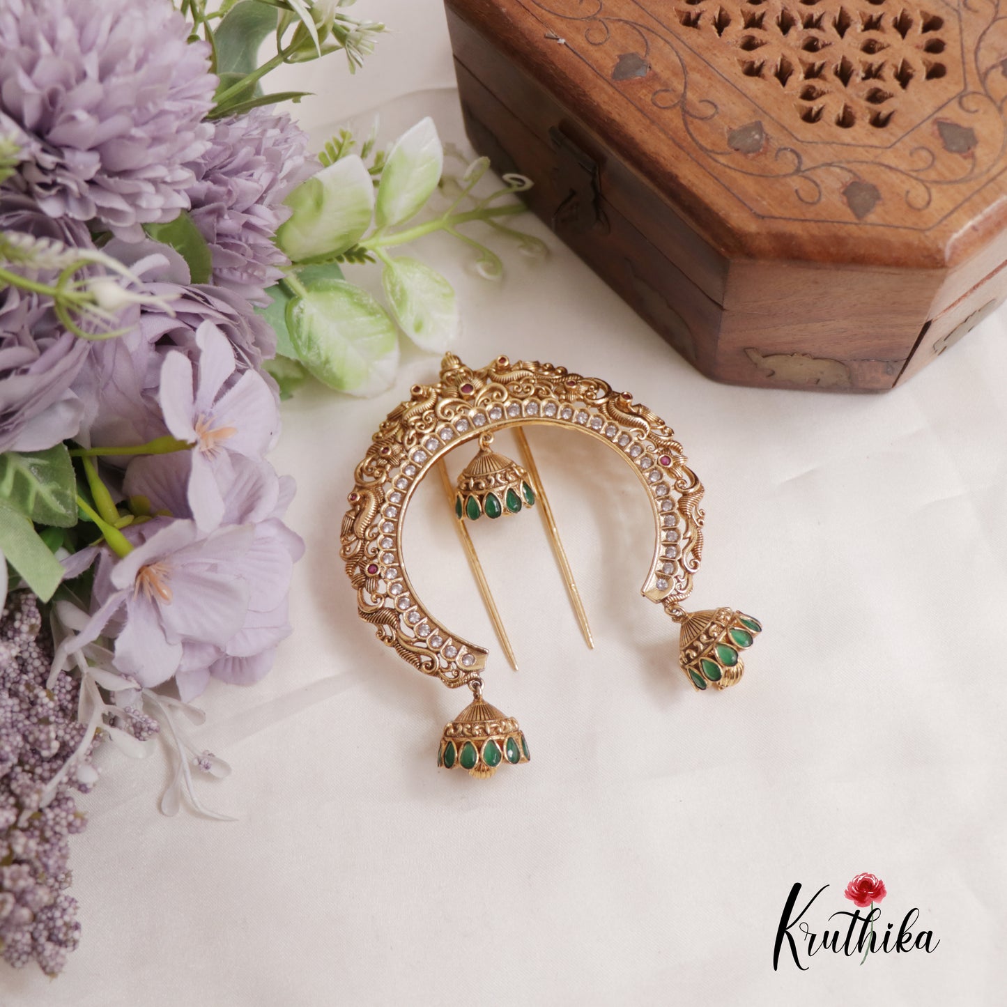 Beautiful Half moon shape Jhumka drops Jada billa J247