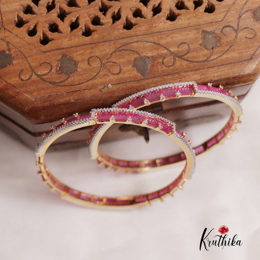 Stunning CZ Stone Bangles B339 (Set Of 2 Bangles)