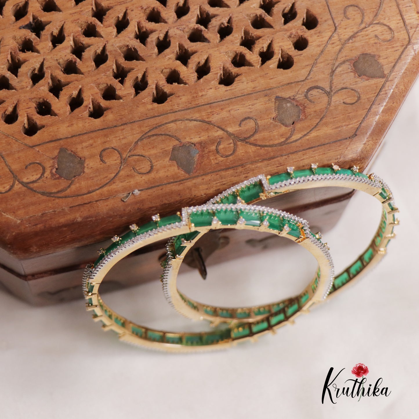 Stunning CZ Stone Bangles B339 (Set Of 2 Bangles)