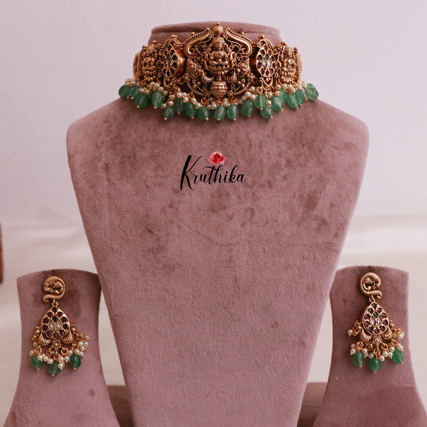 Beautiful Kempu Temple Choker NC1873 (Available in 2 designs)