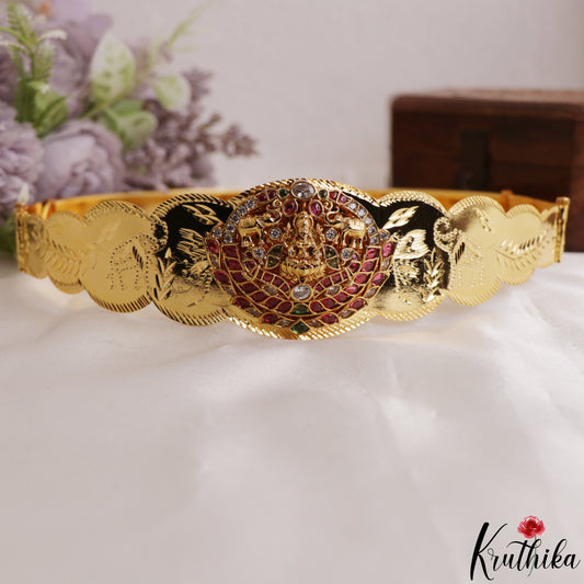Traditional Antique Nagas Lakshmi Motifs Kids Jadau Hip Belt V378 (Size Adjustable - 20 to 32)