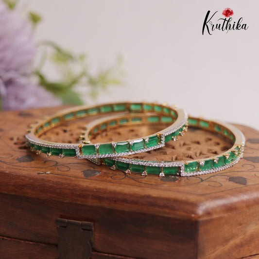 Stunning CZ Stone Bangles B339 (Set Of 2 Bangles)