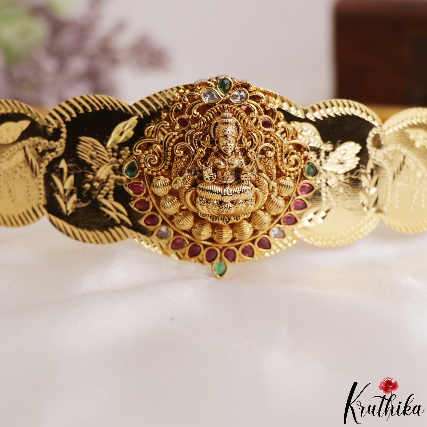 Elegant Antique Nagas Lakshmi Motifs Kids Hip Belt V379 (Size Adjustable - 20 to 32)