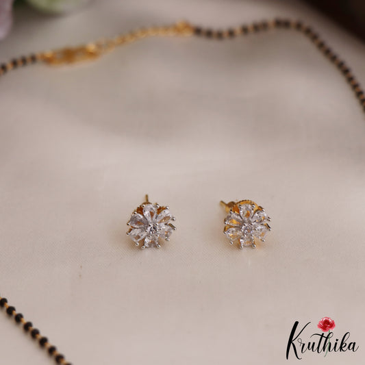 Beautiful Floral Motifs Mangalsutra With Earrings Set NC2646