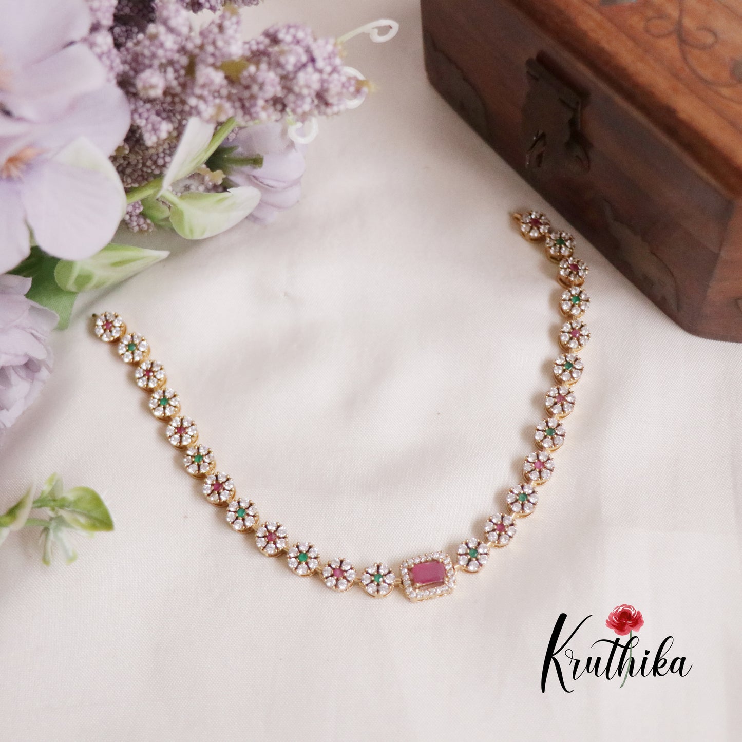 Simple CZ Sparking Victorian Necklace Sets NC2172 (Available in 3 Colours)