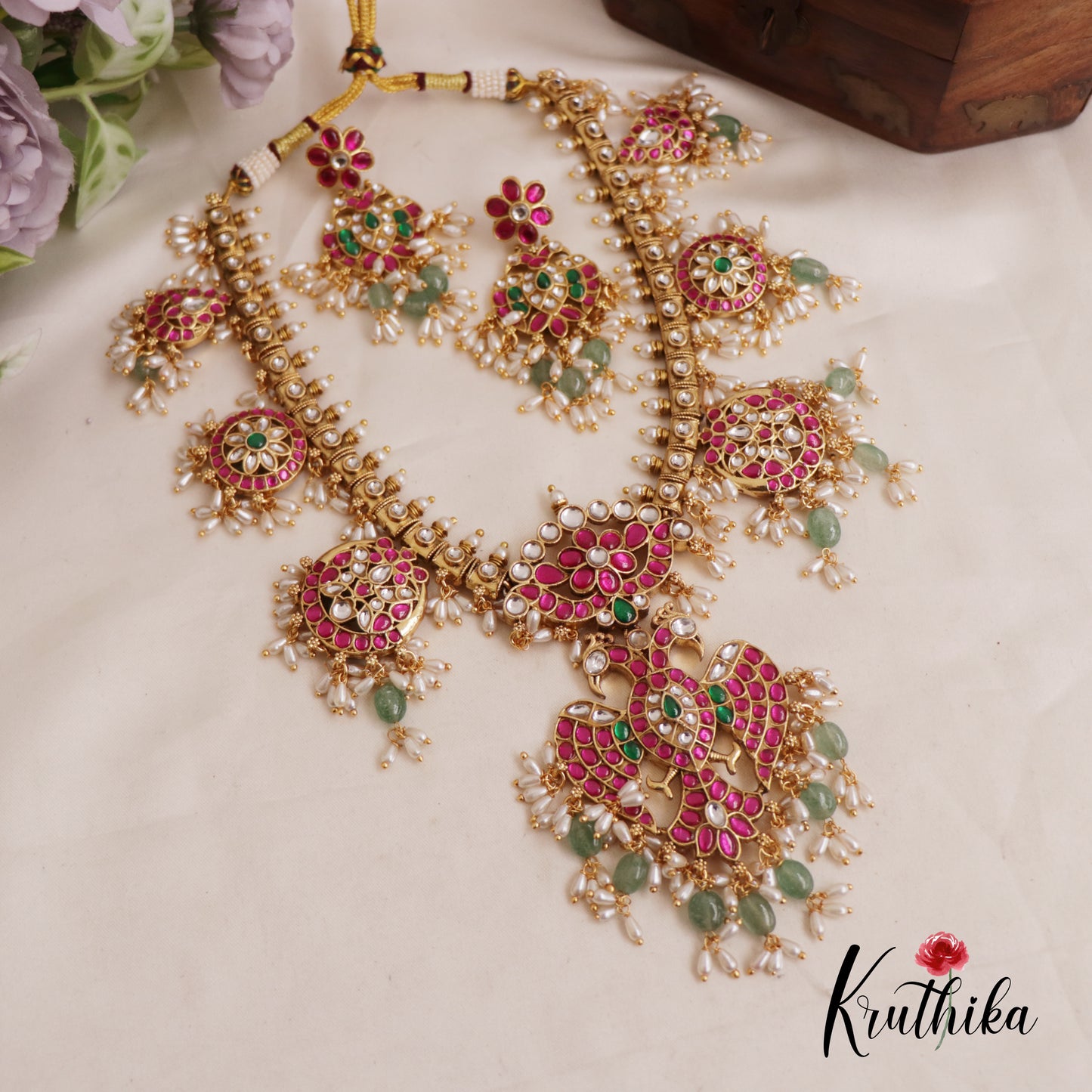 Premium Gandaberunda Kundan Jadau Guttapoosalu Necklace NC2560