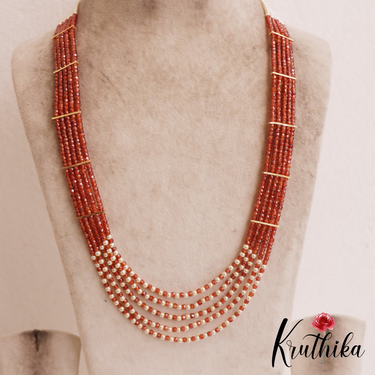 Sparkling Multi Layered crystal & Pearl statement Haaram with floral accents LH2081 (Available In 13 Colors)