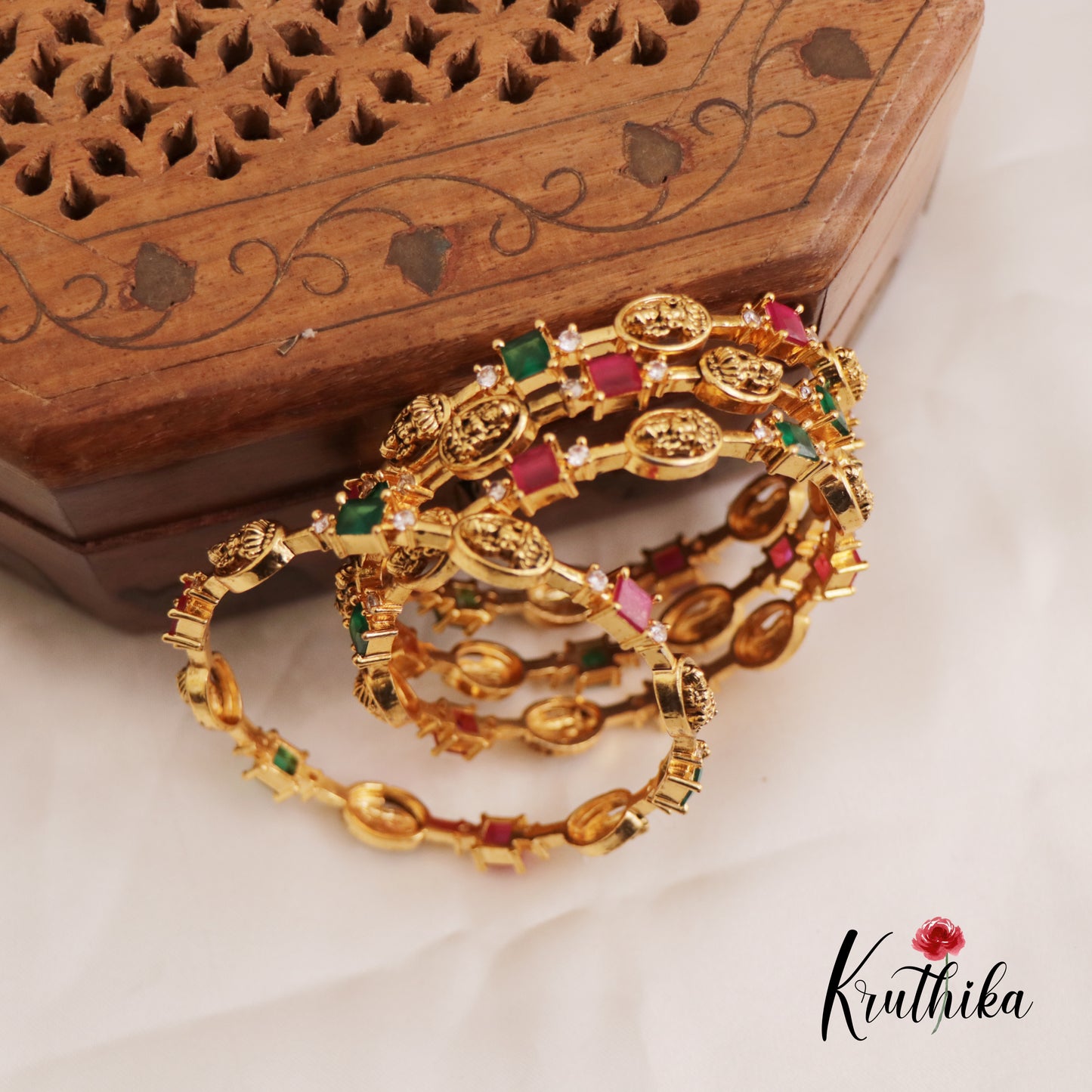 Beautiful Antique Lakshmi Motifs Bangles B417 (Set Of 4 Bangles)