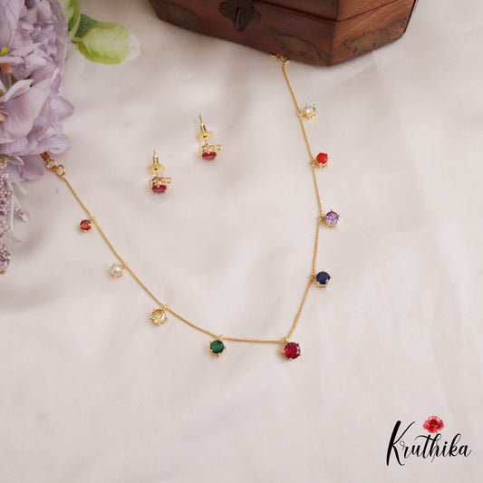 Simple Trendy CZ Necklace NC2625 (Available In 2 Colors)