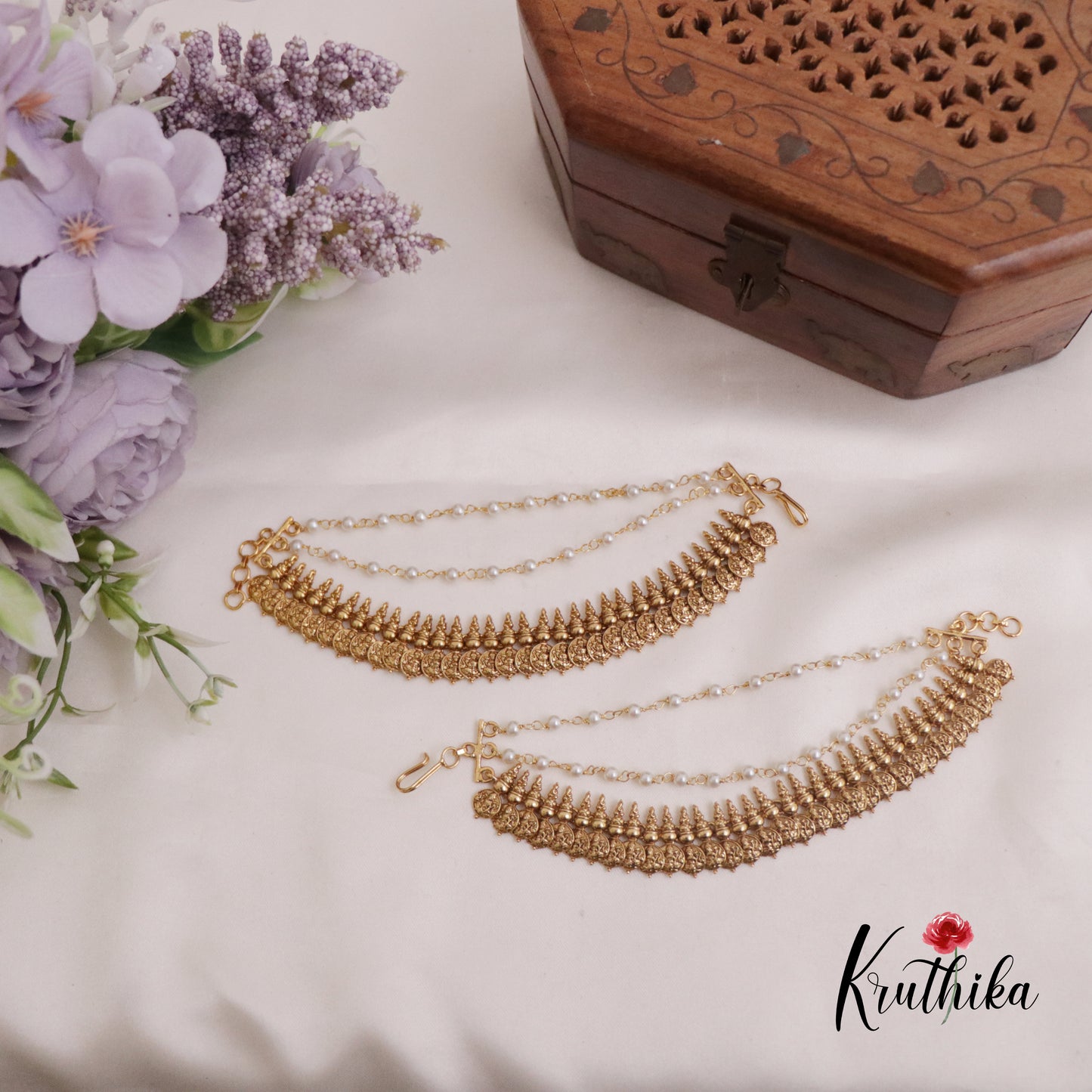 Gorgeous Antique Lakshmi Kasu Earchains EC128