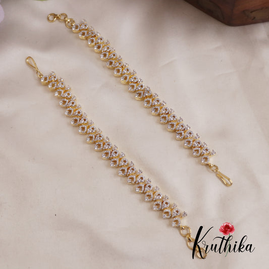 Simple Trendy CZ Floral Motifs Earchains EC191