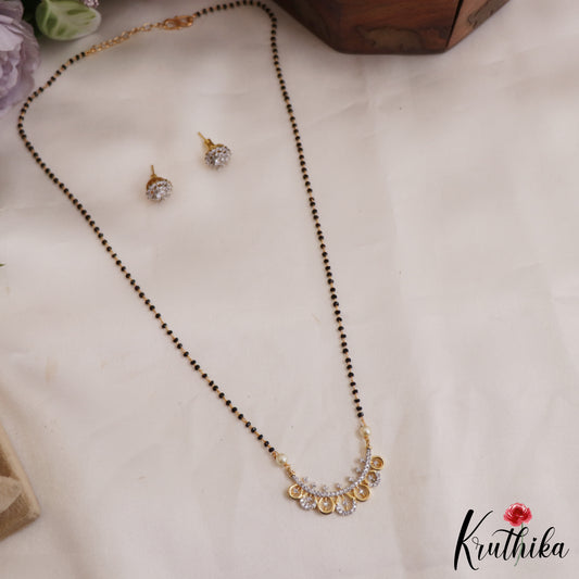 Elegant AD Stone Mangalsutra with Earrings Set NC2639