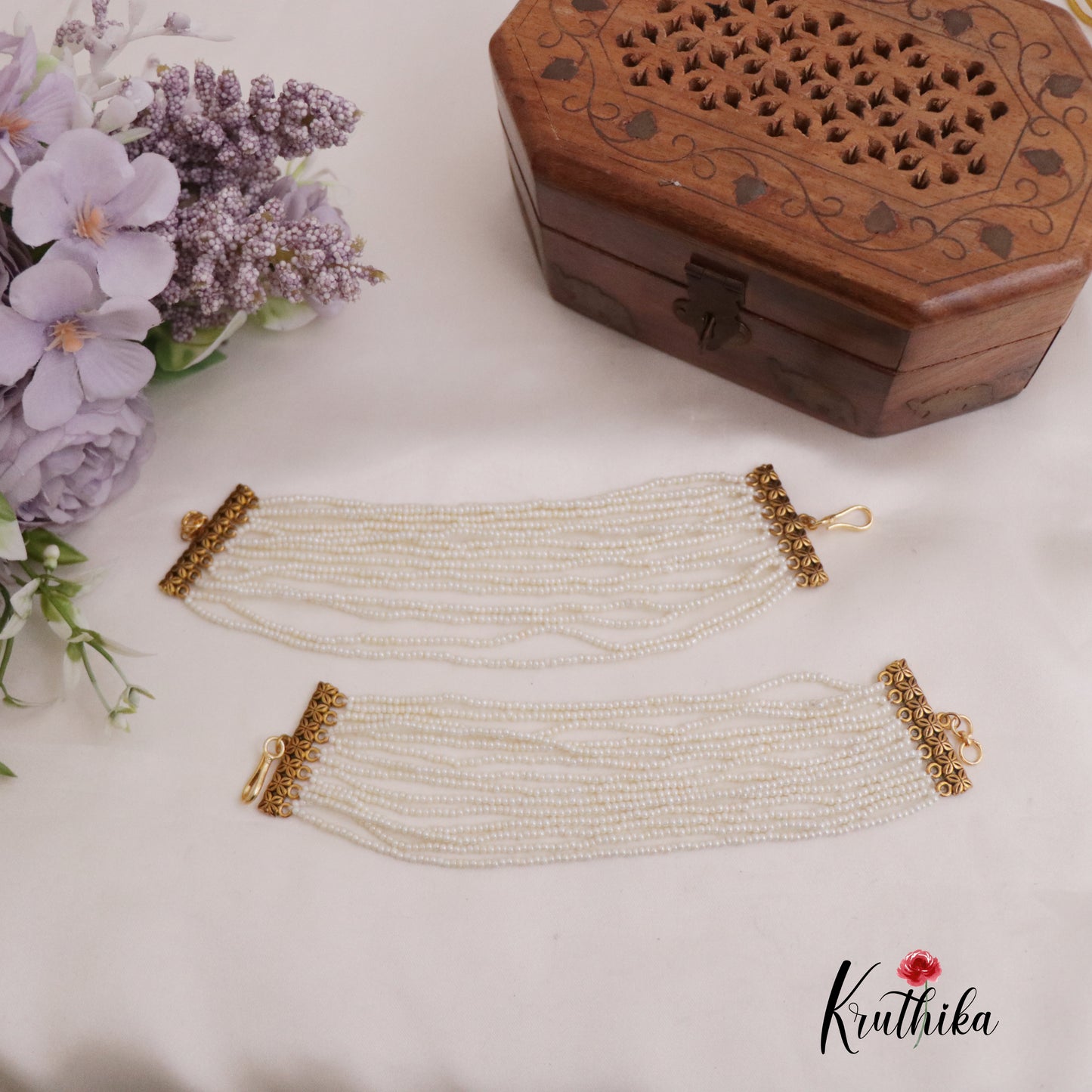 Simple Multi Layer Pearl Earchain EC130