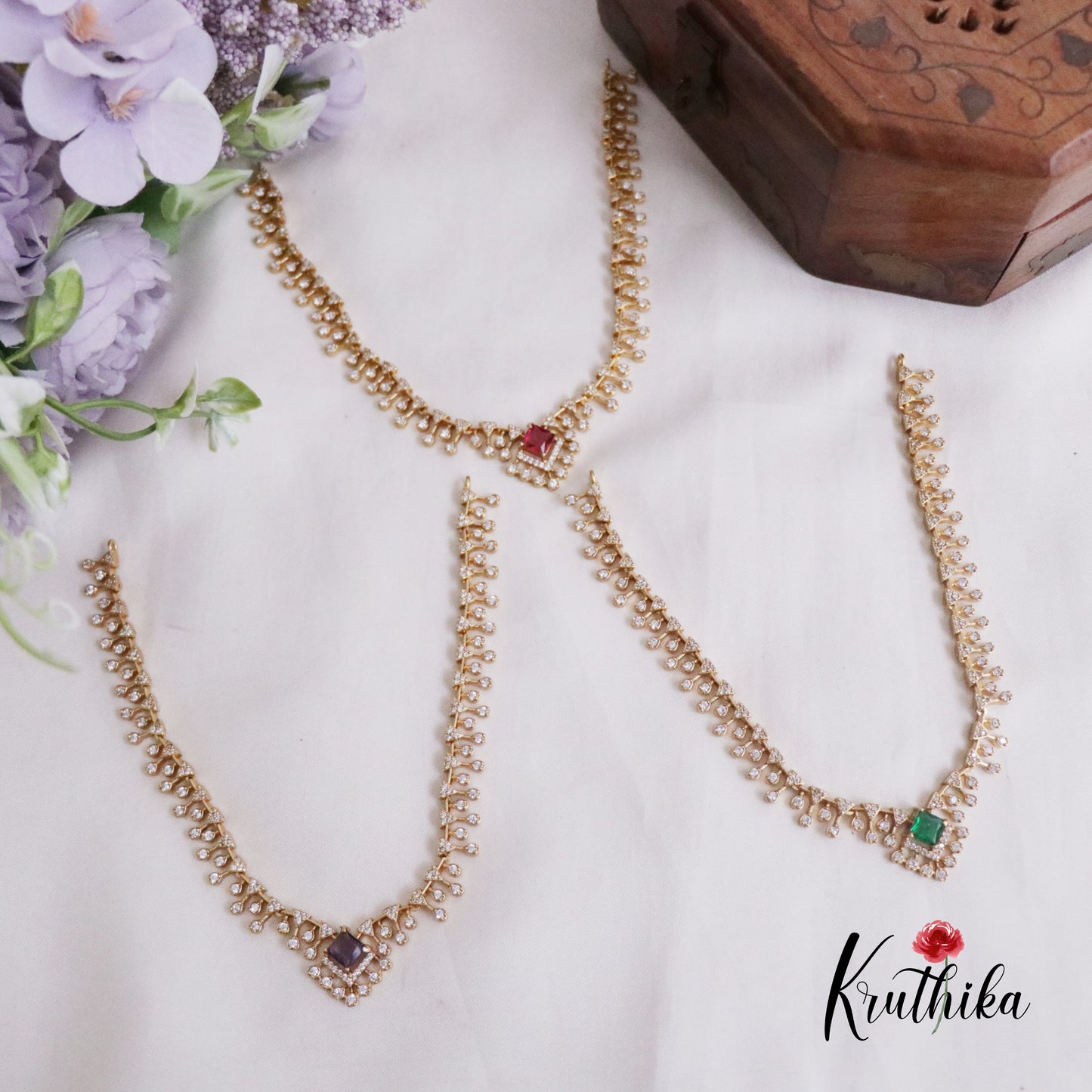 Trendy CZ Sparking Victorian Necklace Sets NC2171 (Available in 3 Colours)