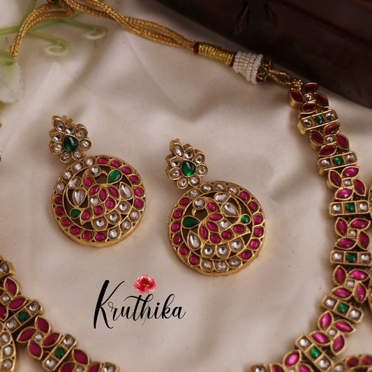 Elegant Bottu Peacock Floral Motifs Jadau Necklace NC2657